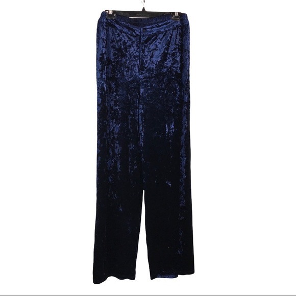 Midnight Blue Crushed Velvet Pants - Picture 8 of 8